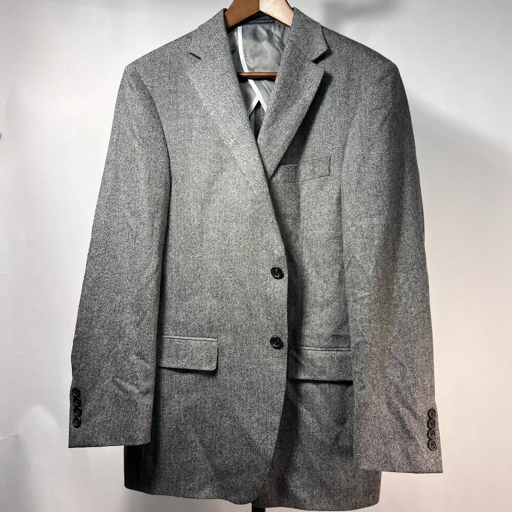 NWT WALTER MORTON 40R Gray Herringbone 2 btn100%‎ Worsted Wool blazer USA 1 vent